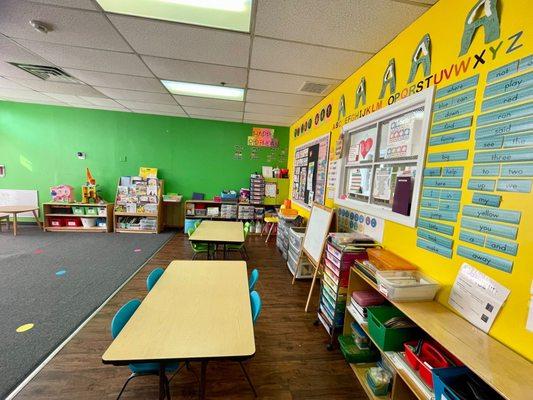 Various activity stations in our preschool room encourage hands-on exploration and creativity. From arts and crafts to science experiments