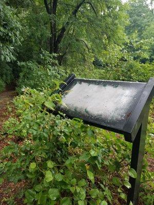 There is a blank information board at waters edge. Guessing it used to talk about a mill or other business that once stood at this site?