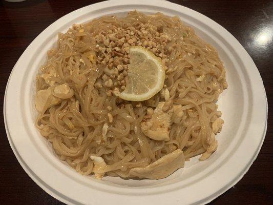 Chicken pad Thai, 8/31/2021. The plate changed the taste of the food, no lie