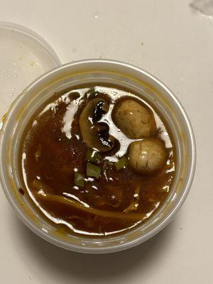 Hot and sour soup with fresh mushrooms