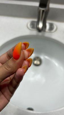 Excess nail products stuck underneath