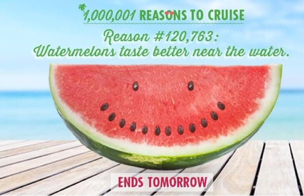 Book by Friday, July 29, 2016 receive reduced deposits starting from $49 per person on sailings starting Oct. 2016 - Sept. 2018.