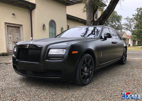 Rolls Royce fully wrapped in satin black and brushed black.