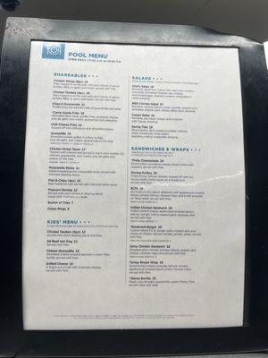 Pool menu