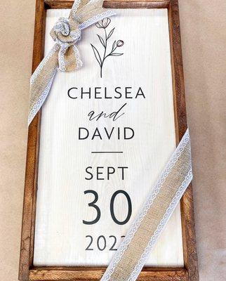 Custom wedding sign -  display at your wedding or make as a gift for the bride and groom.  Don't have time? We can also make it for you