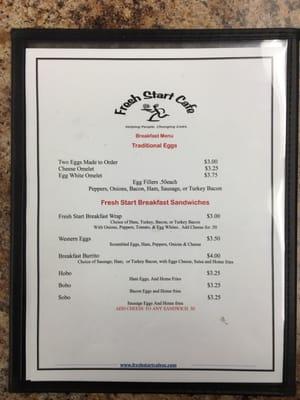 Breakfast menu