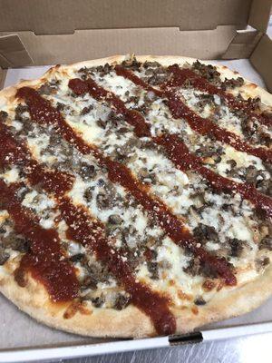 Cheese steak pizza