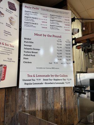 Menu per pound