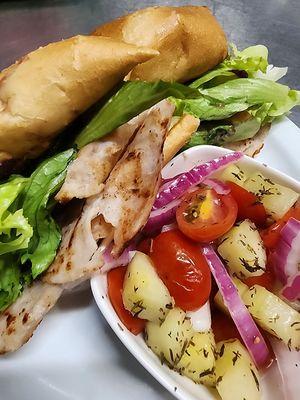 Turkey Sandwich with Sage Mayo and cranberry salad, lettuce, Tomato and Cucumber