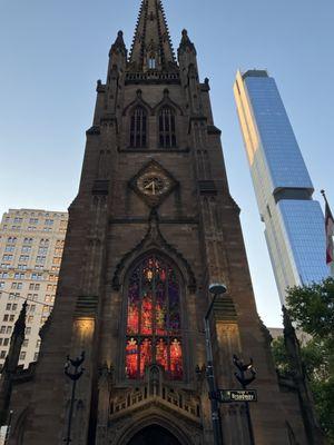 Light thru the stained glass windows in early evening