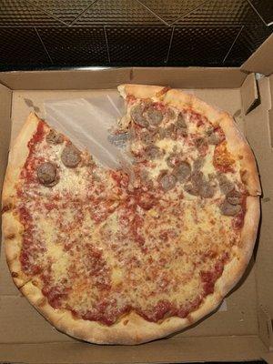 This was the third strike after years of enjoying Franco's pizza. I guess this is the new norm for an $18 1/3 sausage (1/2 ordered) pizza.