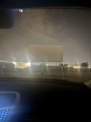 The abandoned screen in the empty parking lot of which I was abandoned