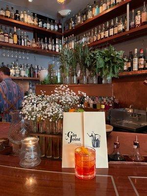 My wonderful Negroni in the Gin Joint. So many fresh herbs, like a garden in here