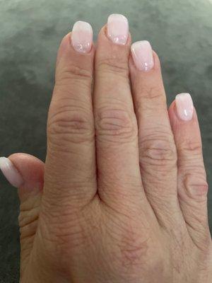 Full set of gel nails with off white gel polish