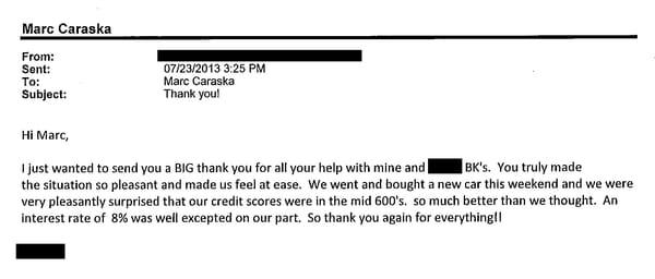 Client Appreciation Email - L.S. - Rancho Cordova, CA