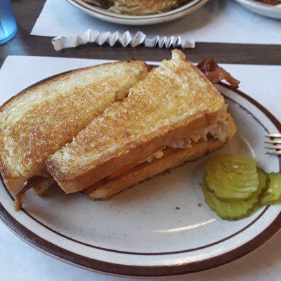 Sour dough bread, Chicken Salad, Cheddar Cheese & Bacon