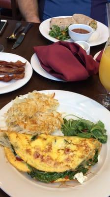 Feta and spinach omelet and breakfast burrito!