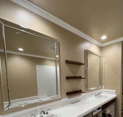 Two new bathroom mirrors provided and installed by California Mirrors.