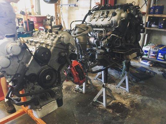 Engine swap on a Porsche Cayenne! #Mechanic #AutoCare #AutoMaintenance #AutoRepairService