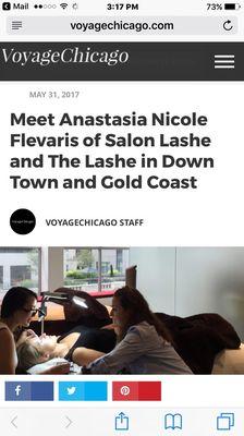 Check us out ! 

http://voyagechicago.com/interview/meet-anastasia-nicole-flevaris-salon-lashe-inc-lashe-inc-town-gold-coast/