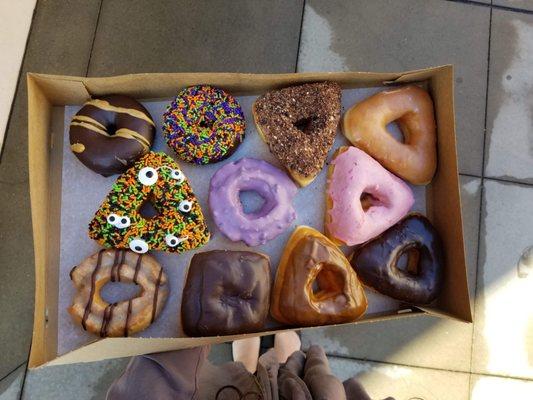 Assorted halloween donuts.