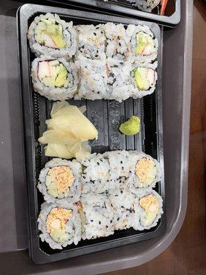 California roll and Spicy crab roll