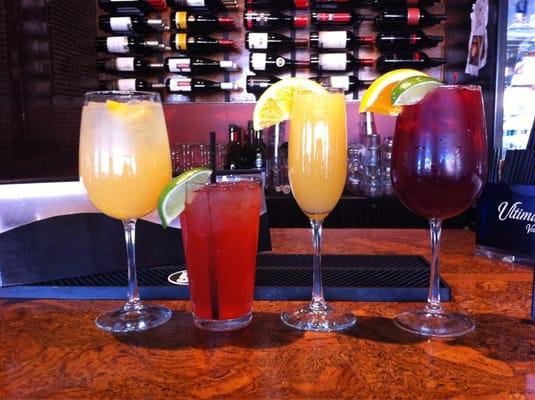 White sangria, pisco punch, mimosa and red sangria. Mmmmm