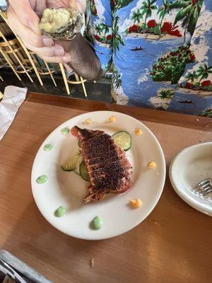 Yummy ahi tuna, seared and rare!