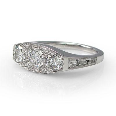 Vintage style ring created with customer's diamonds