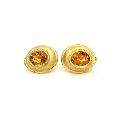 Citrine clip earrings in 18 karat gold