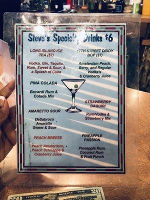 Drink menu