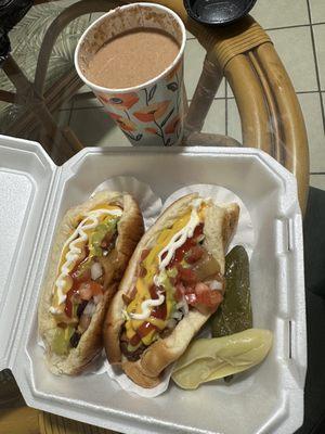 Champurrado & hot dogs