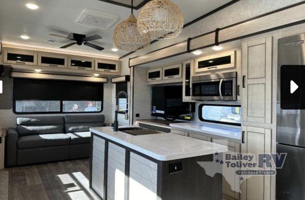 Kitchen and Living Area in New RV