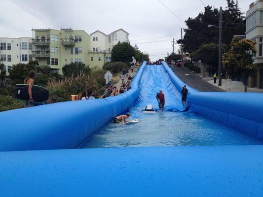 Giant Slip n Slide in the streets of San Francisco!