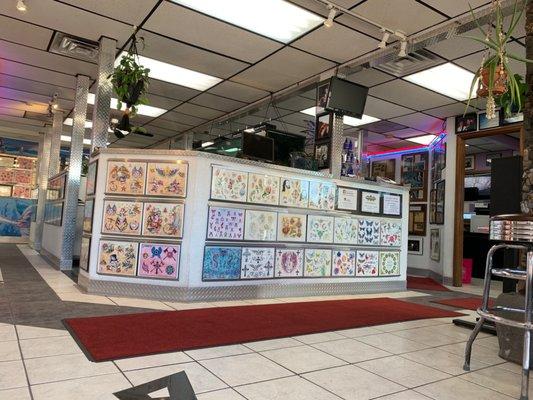 Shop + wall of flash sheets