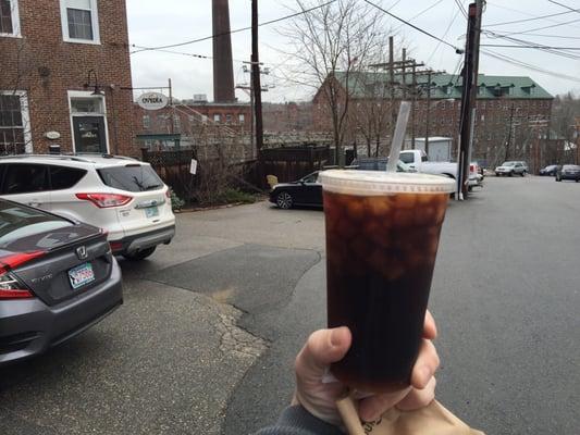 mmm peanut butter iced coffee with coffee ice cubes!