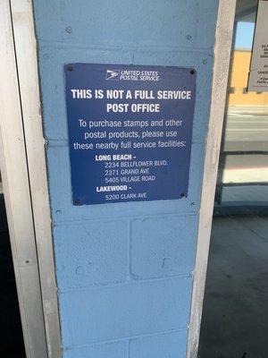 Not a full service post office