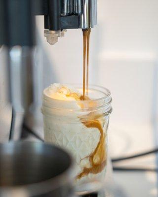 Our Affogato is the real deal. We combine a scoop of our vanilla gelato with a shot of espresso for a melt-in-your-mouth coffee experience.