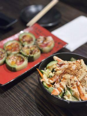 Healthy Roll and Cucumber Salad