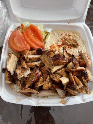 Shawarma chicken plate with salad