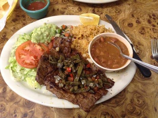 Carne Asada Plate - Sorry, but I had started eating before I took this pic.  Good stuff!