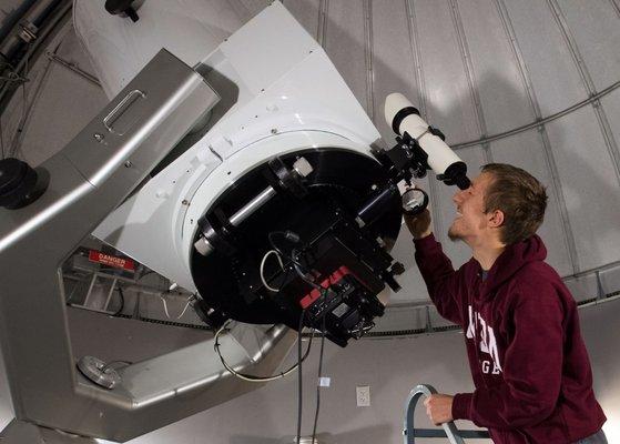 Observatory telescope in the F.W. Olin Center to research observational and radio astronomy