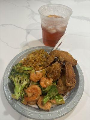 2. C# Shrimp With Broccoli Ten Piece Fried Chicken Wing sweet lemon tea 32 oz