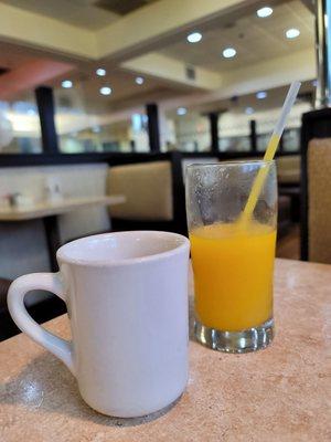 Fresh OJ and Hot fresh coffee..