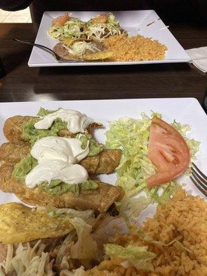 Chicken Flautas and taco plates.