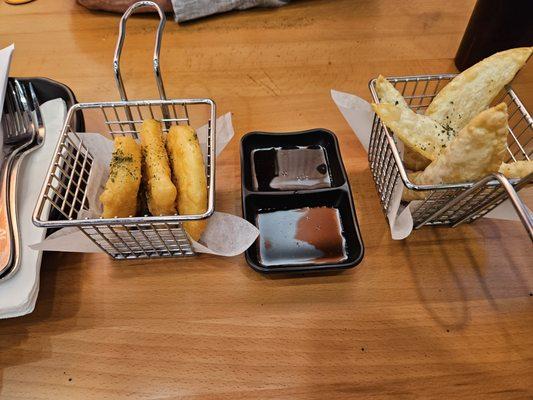 Sweet potato tempura and deep friend dumplings