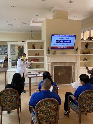 Our wonderful Nurse, Julie, providing an Educational Inservice to one of our partnering communities!