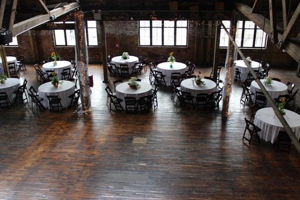 View from loft area overlooking the main space