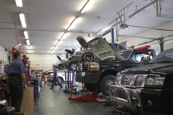 The inside of George's Transmissions repair shop