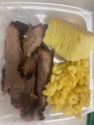 Brisket corn bread Mac and cheese